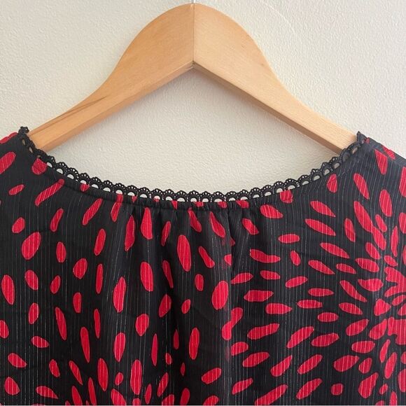 LIZ CLAIBORNE Career Size XXL Red Black Metallic 3/4 Sleeve top Lined EUC - Picture 4 of 12